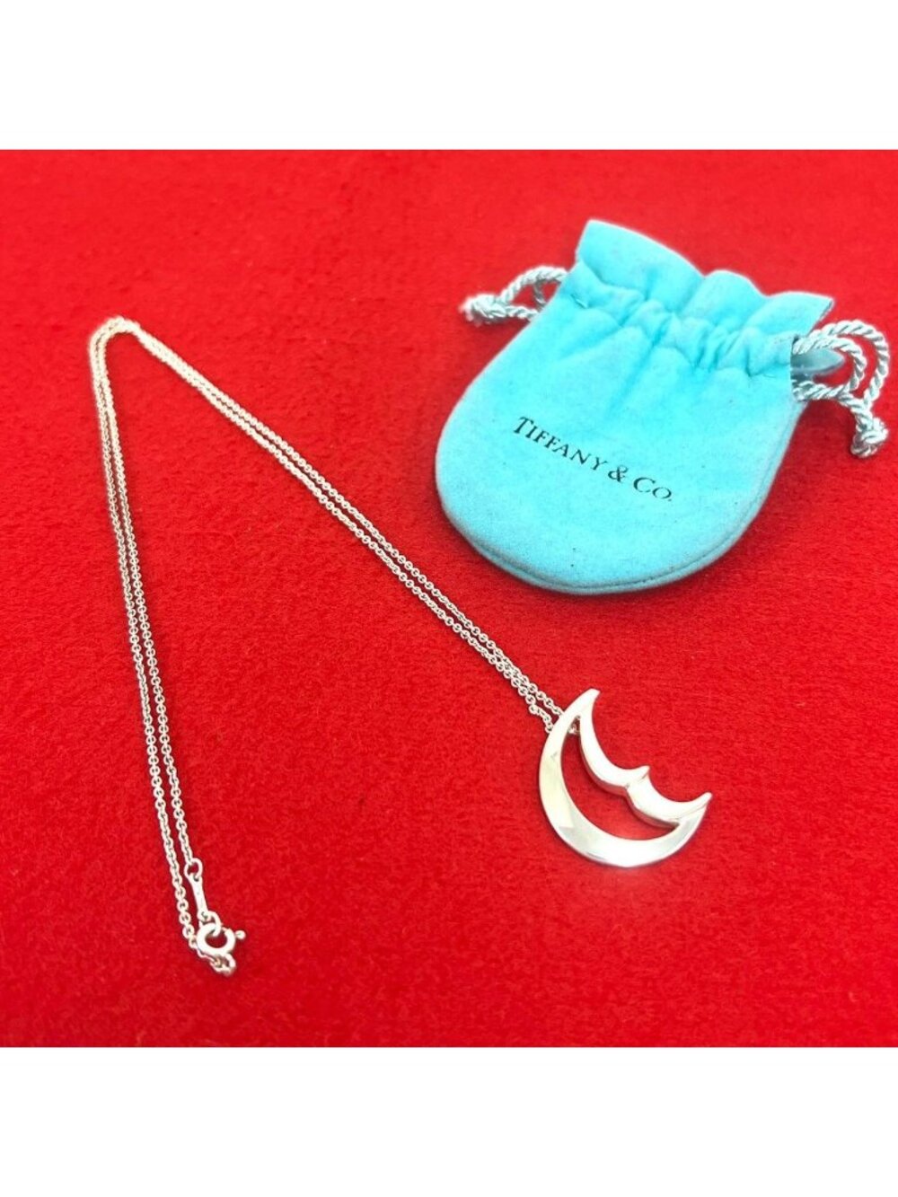 Tiffany & Co Vintage Crescent Moon Necklace 925 Sterling Silver